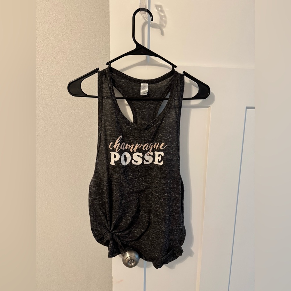 Champagne Black Sleeveless Tank Top with Cut Out Tie Front